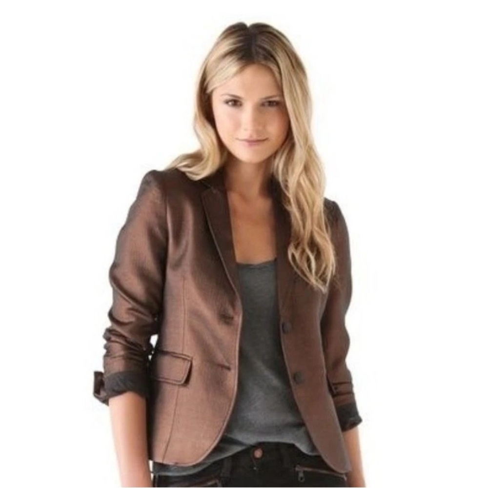 rag & bone Metallic Bronze Bailey Two Button Blazer Jacket Size 8